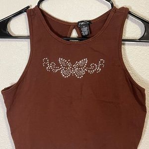 Brown Butterfly Crop Top